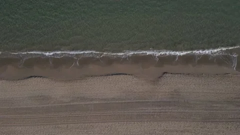 Aerial view video top-down beach on sea. Stock Footage 230954538