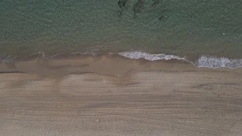 Aerial view video top-down beach on sea. Stock Footage 230954746