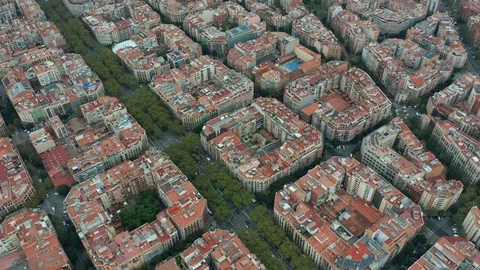 Aerial view. View from above of the Eixample district, Barcelona. Stock Footage 120748395