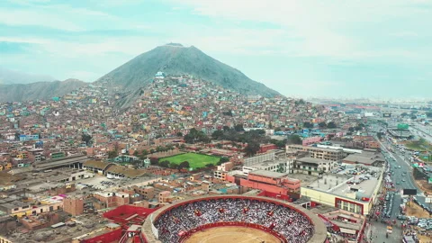 Aerial view view of Acho in Lima, Peru Stock Footage 342737073