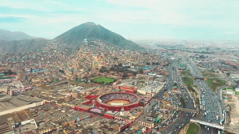 Aerial view view of Acho in Lima, Peru Видео 342737114