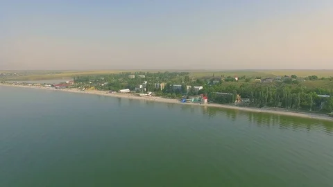Aerial View. View of the beach and the bay Stock Footage 78074488