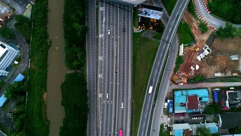 Aerial view. A view of expressway and interchange in the city. Video stock 81801009