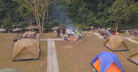 Aerial view of View of Nam Kat Yorlapa, Oudomxay, Laos. Stock Footage 90709085