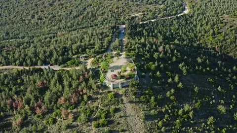 Aerial view of view point in the hills in the forest. Stock Footage 130894705