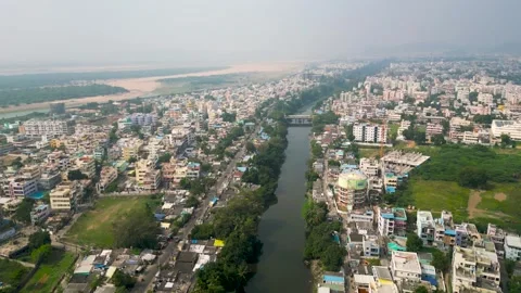 Aerial view of Vijayawada city, is a second largest city in the state of An.. Stock-Footage 280737460