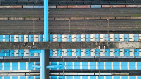 Aerial view of Vijayawada train Junction , has 10 platforms and biggest tra.. Stock Footage 307665475