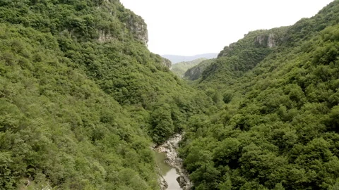 Aerial view of Vikos Gorge in Monodendri area, Pindus mountains, Greece Stock Footage 277404388