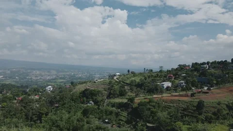 Aerial view of villa with beautiful clouds Stock Footage 291696449