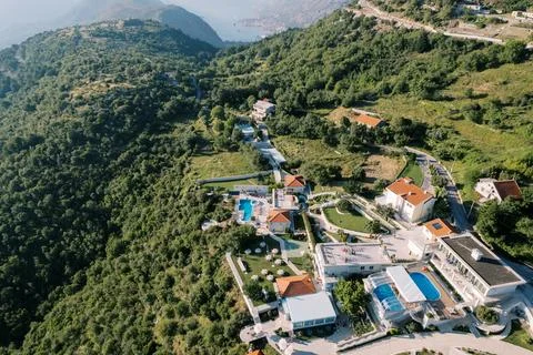 Aerial view of Villa Eagle Eye Montenegro on Mount Lovcen Stock Photos