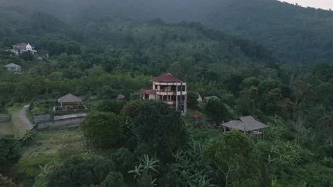 Aerial view of a villa in the mountain Stock Footage 291953545