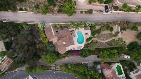 Aerial view of Villa with pool, Zona Encinas, Cumbre del Sol, Alicante, Spain Vidéo 249696089