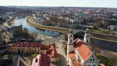 Aerial view of Vilnius, Lithuania Stock Footage 238450700