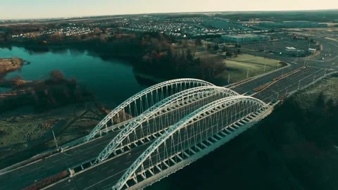 Aerial View of Vimy Memorial Bridge Stock Footage 334936216