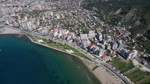 Aerial View of Vlora Coastal City: Stunn... | Stock Video | Pond5