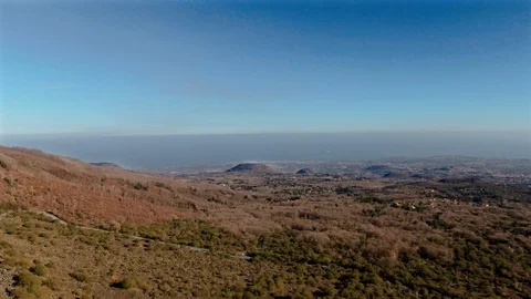 Aerial view of volcanic craters on mount Etna Stock Footage 104124781