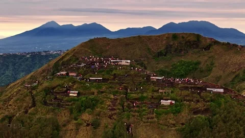Aerial view of volcanic hillside settlement in Bali, Indonesia. Stock Footage 340657071