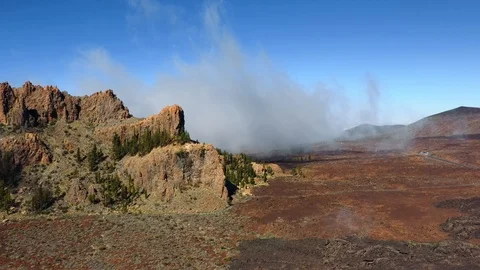 Aerial view of volcanic landscape of Pico del Teide national park Stock Footage 102764355
