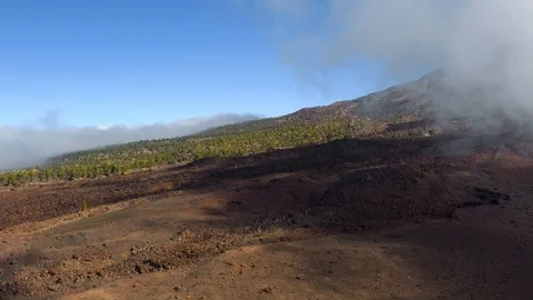 Aerial view of volcanic landscape of Pico del Teide national park Stock Footage 102765415