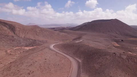 Aerial View of Volcanic Red Soil in Fuerteventura, Canary Islands Stock Footage 309656189
