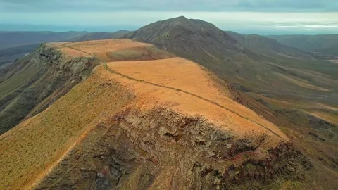 Aerial View of Volcanic Ridges in Lanzarote Canary Islands Stock-Footage 341645191