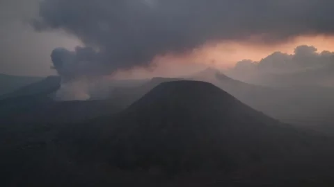 Aerial view of volcano bromo at dusk in java indonesia Stock-Footage 266991157