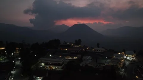 Aerial view of volcano bromo at dusk in java indonesia Stock Footage 266991393
