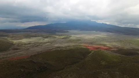 Aerial view of Volcano Cotopaxi, cloudy day, Ecuador Stock Footage 73926628
