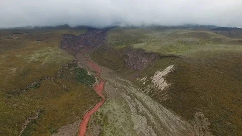 Aerial view of Volcano Cotopaxi, cloudy day, Ecuador Video stock 73926756