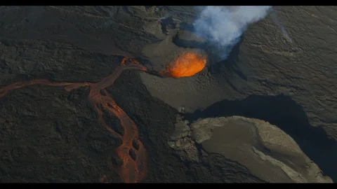 Aerial view of a Volcano Video stock 100899621