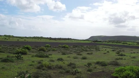 Aerial view vulcano Lanzarote in the sun Stock Footage 61689042