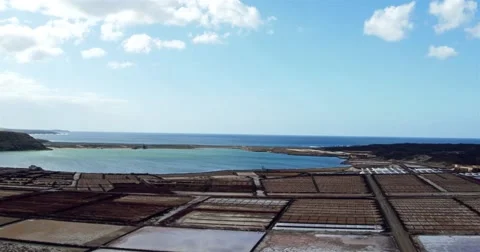 Aerial view vulcano Lanzarote in the sun Stock Footage 61908615