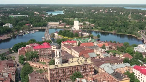 Aerial view of Vyborg Stock Footage 155463400
