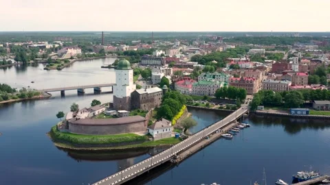 Aerial view of Vyborg Stock Footage 155513654