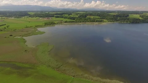 Aerial View to Waginger See, Bavaria, Germany Stock Footage 82500654