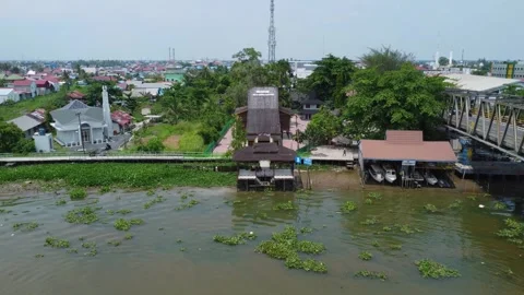 Aerial view of the Waja to Kaputing Museum or Wasaka Museum which is locate.. Video stock 255951453