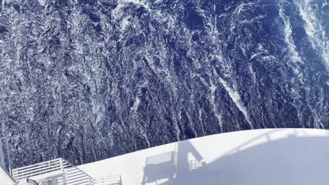 Aerial View of Wake Left By Large Cruise Ship from Behind Vídeo Stock 241567287