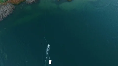 Aerial view of wakeboarding Stock Footage 70633419