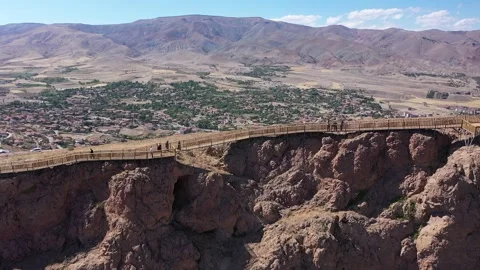 Aerial view of the walking path on the cliffs 2 Stock Footage 293990733