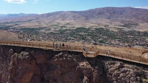 Aerial view of the walking path on the cliffs Stock Footage 293990900