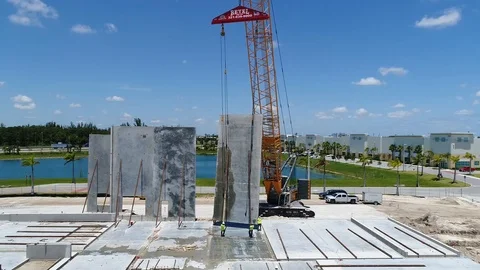 Aerial view of wall moving into position Stock-Footage 95016956