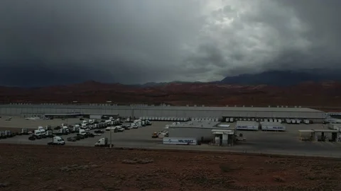 Aerial view of a Walmart Distribution Center in Utah Stock Footage 189409280