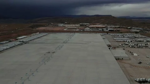 Aerial view of a Walmart Distribution Center in Utah Stock Footage 189410477