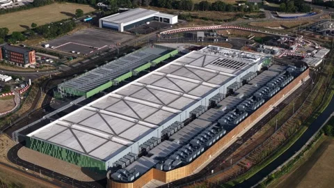 Aerial View of Waltham Cross Data Centre in Hertfordshire UK Stock Footage 346529931