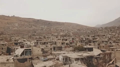 Aerial view of the war-torn Syrian city of Aleppo. Stock-Footage 170117866