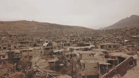 Aerial view of the war-torn Syrian city of Aleppo. Stock-Footage 170118497