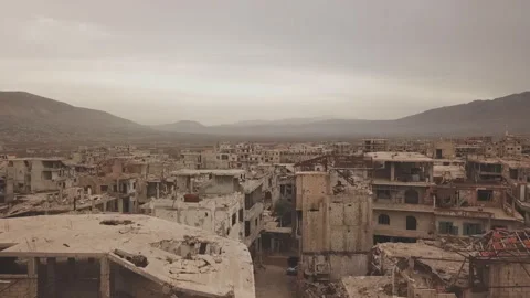 Aerial view of the war-torn Syrian city of Aleppo. Stock-Footage 170119056