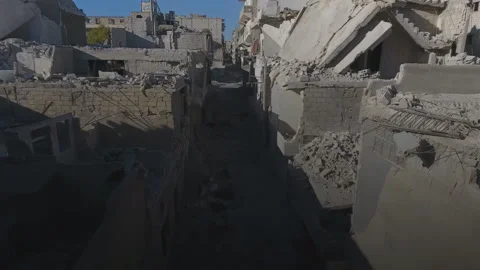 Aerial view of the war-torn Syrian city of Aleppo. Stock-Footage 170130888