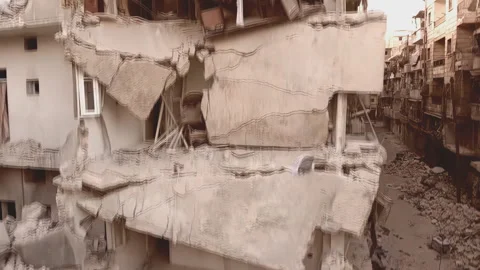 Aerial view of the war-torn Syrian city of Aleppo. Stock-Footage 170131132