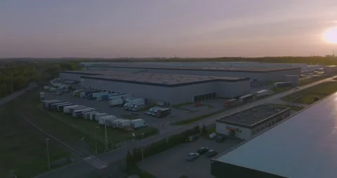 Aerial view on Warehouse. Drone view of the central warehouse in Silesia, Sos Stock Footage 194125822